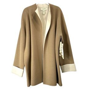 NEW Easy Spirit merino wool knit‎ coatigan coat jacket Size 10-12 boxy neutral